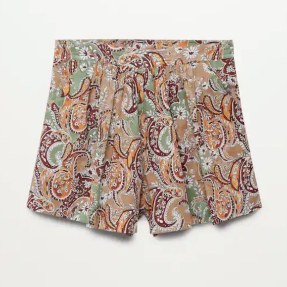 New MANGO Paisley Print Cotton Short Size Small - Picture 3 of 9